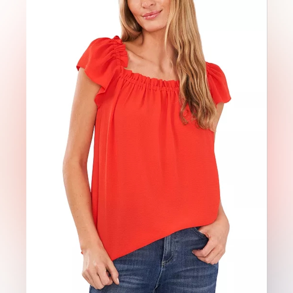 NWT Cece - Ruffled Square-Neck Top